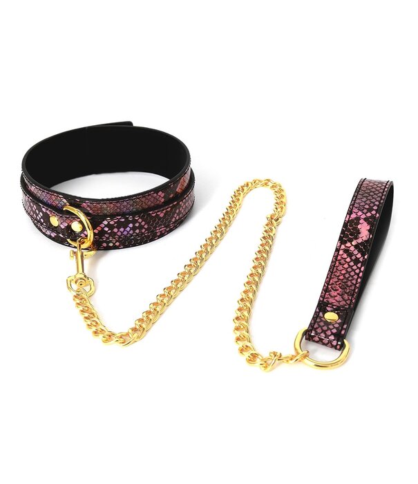 o-products Collar with Leash Reptile & Gold
