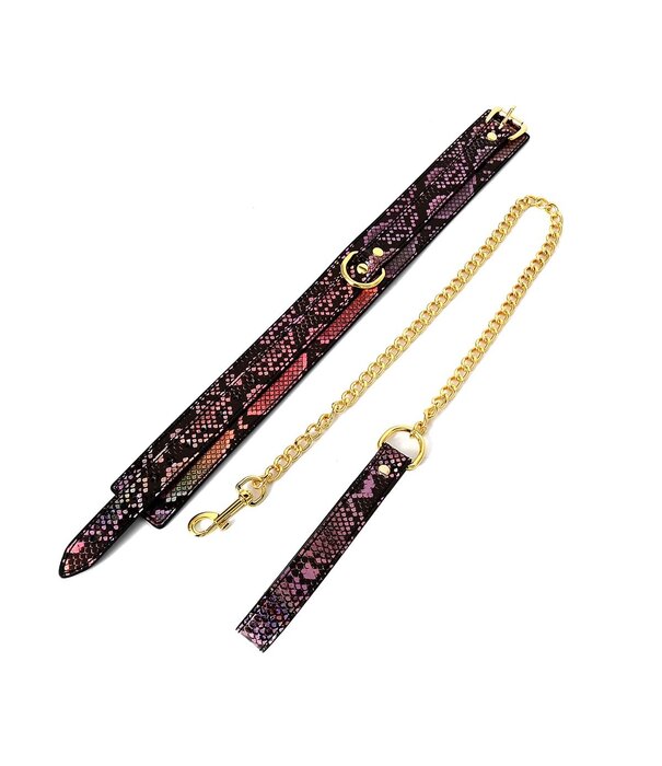 o-products Collar with Leash Reptile & Gold