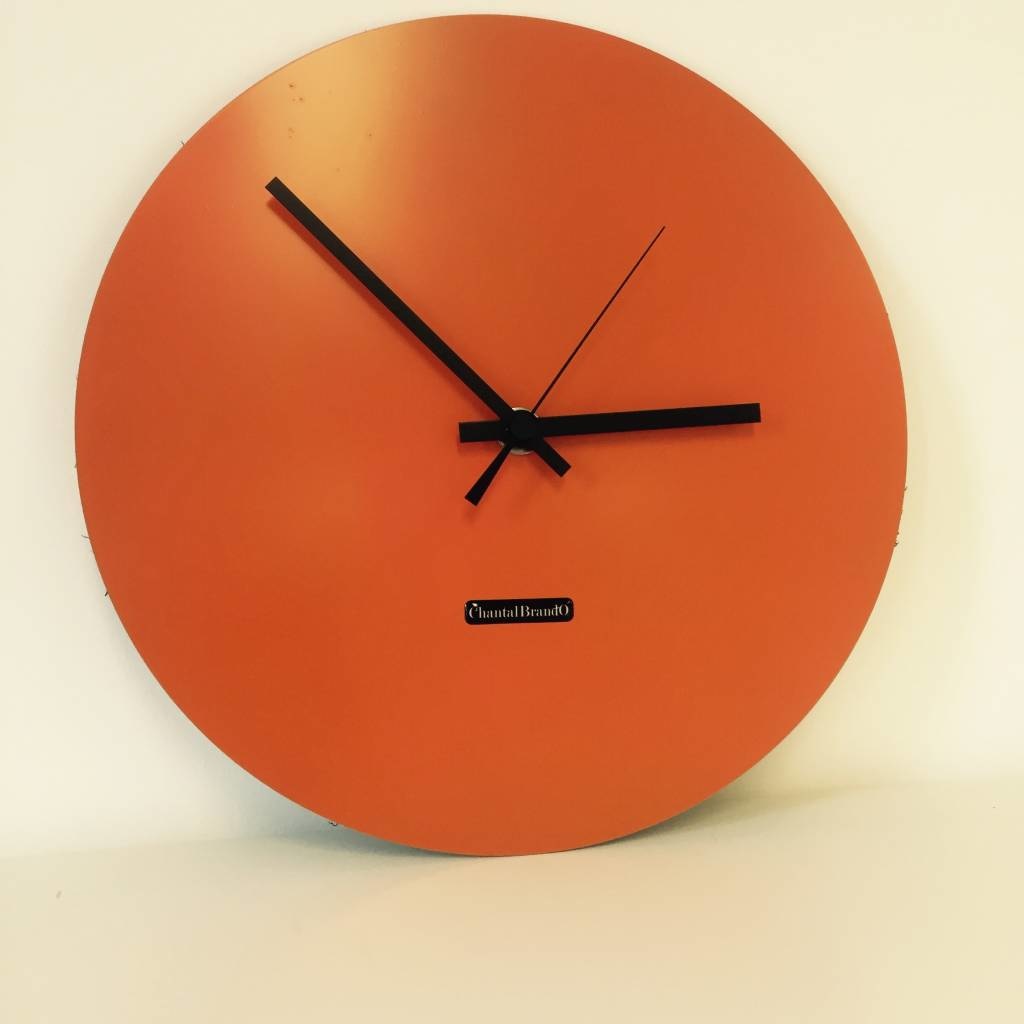 Klokkendiscounter Design - Orange wall clock stainless steel