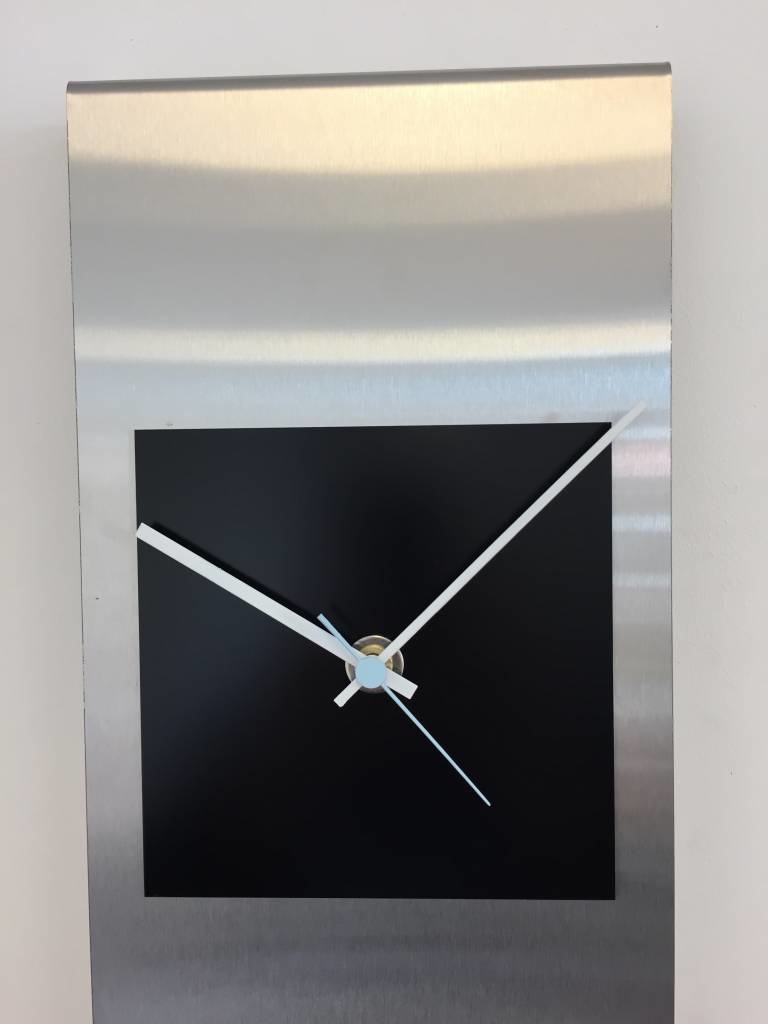 Klokkendiscounter Design - Wall clock stainless steel Cassiopee Black Square