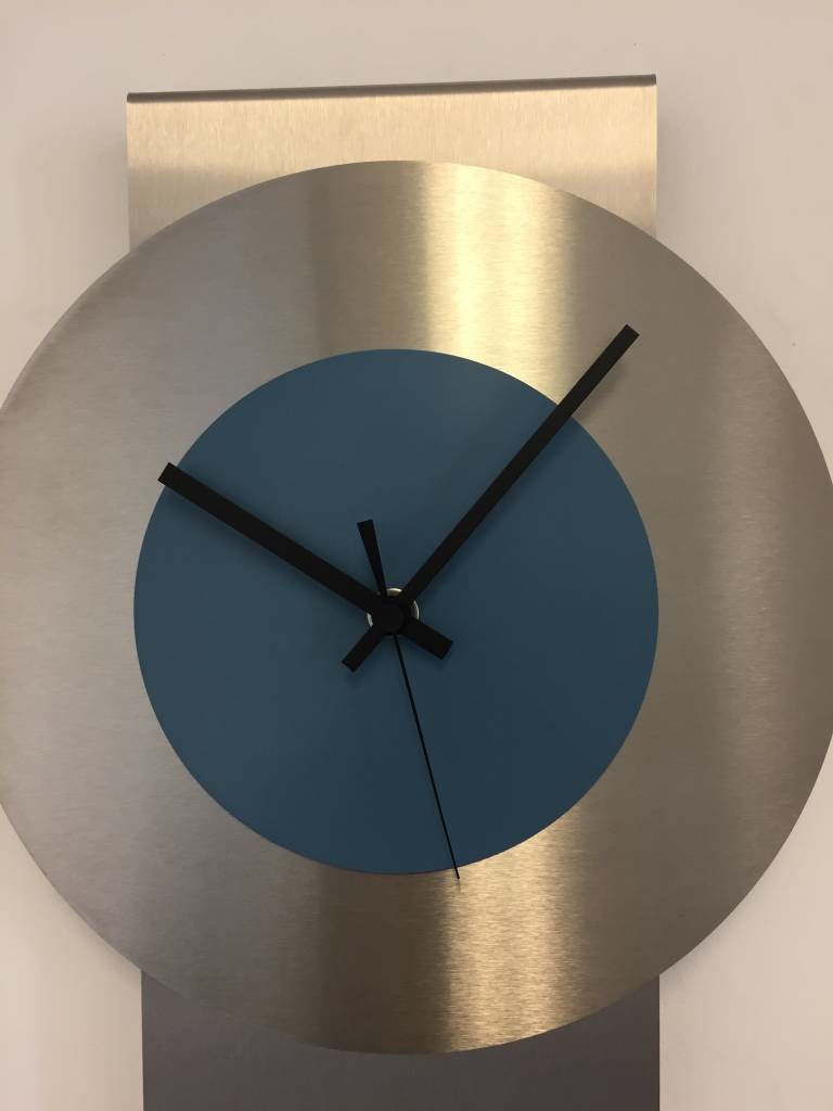 Klokkendiscounter Design - Wall clock Pendulum Steel -Blue Design