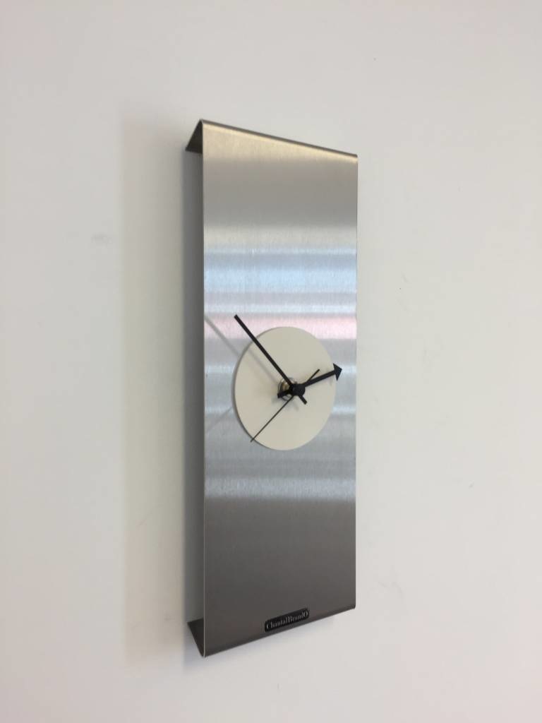 Klokkendiscounter Design - Wall clock stainless steel Sidney White