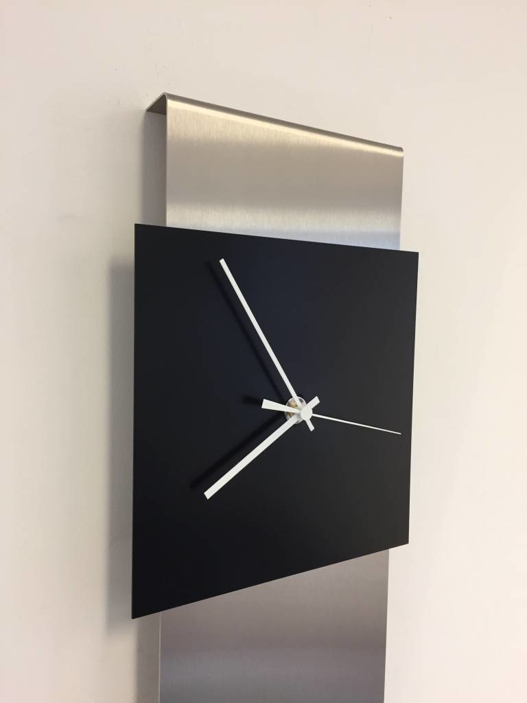 Klokkendiscounter Design - Wall clock stainless steel Jada Design Black Square