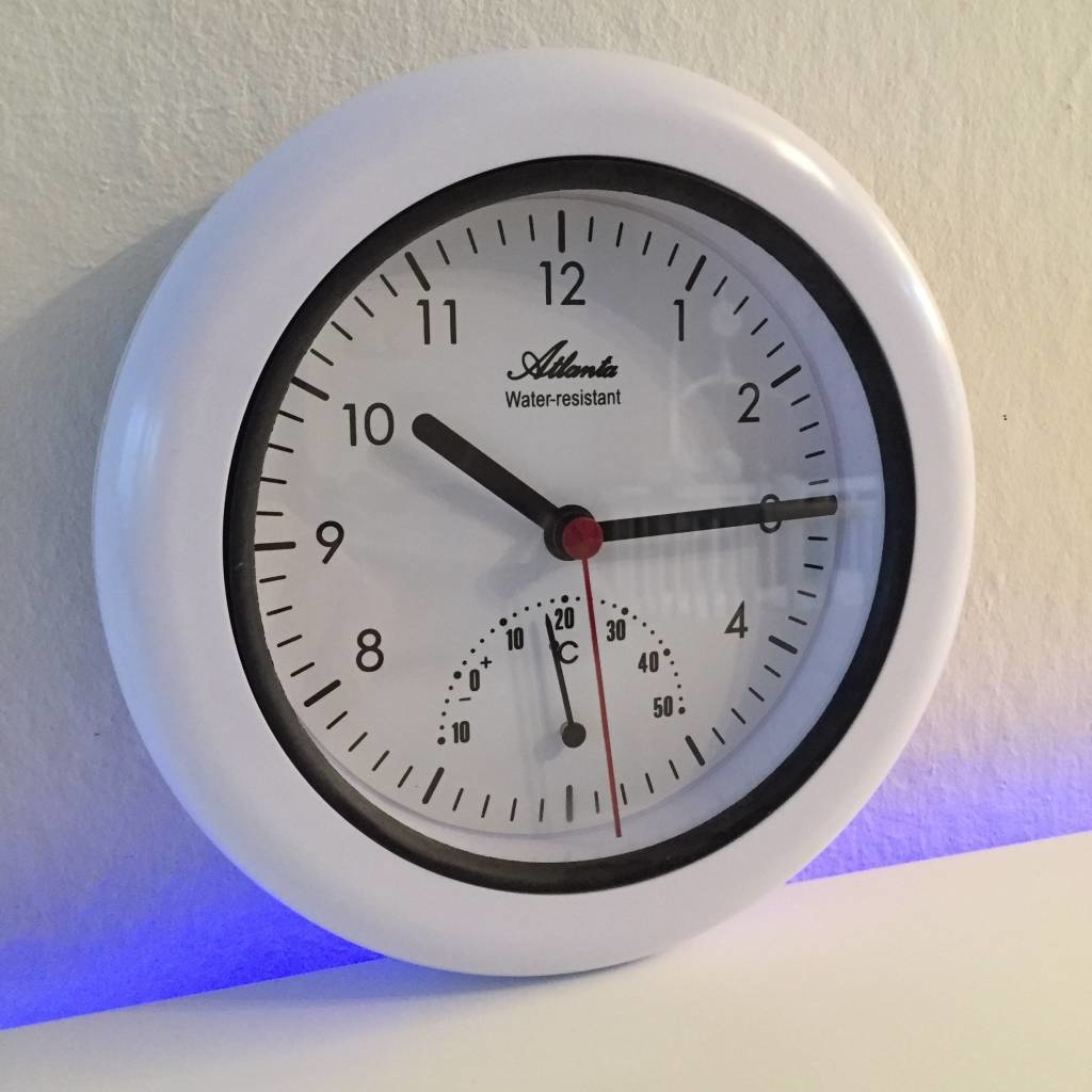 Atlanta Design - Bathroom Clock Atlanta with Temperature Wiser