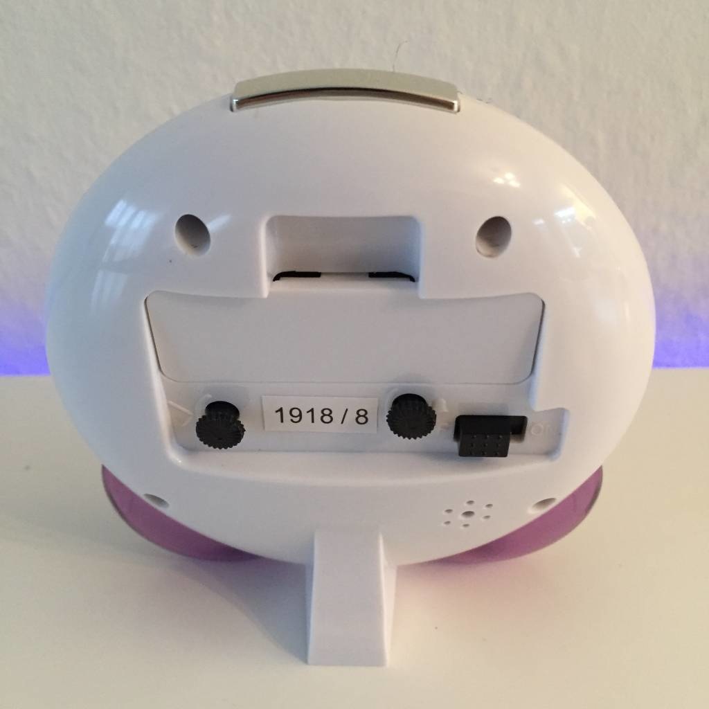 Klokkendiscounter Design - Vrolijke Kinderwecker met een lachend gezicht.