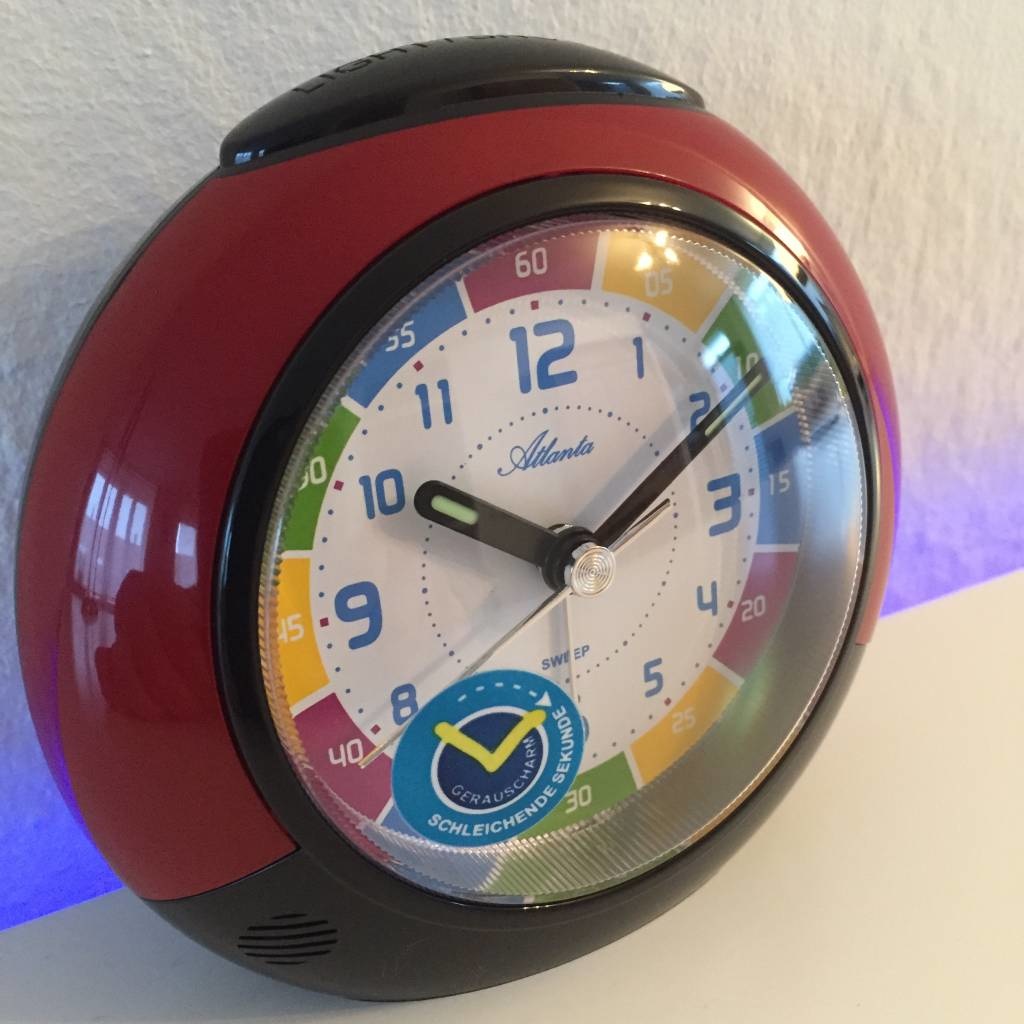 Atlanta Design - Children's alarm clock with clock leather function in red