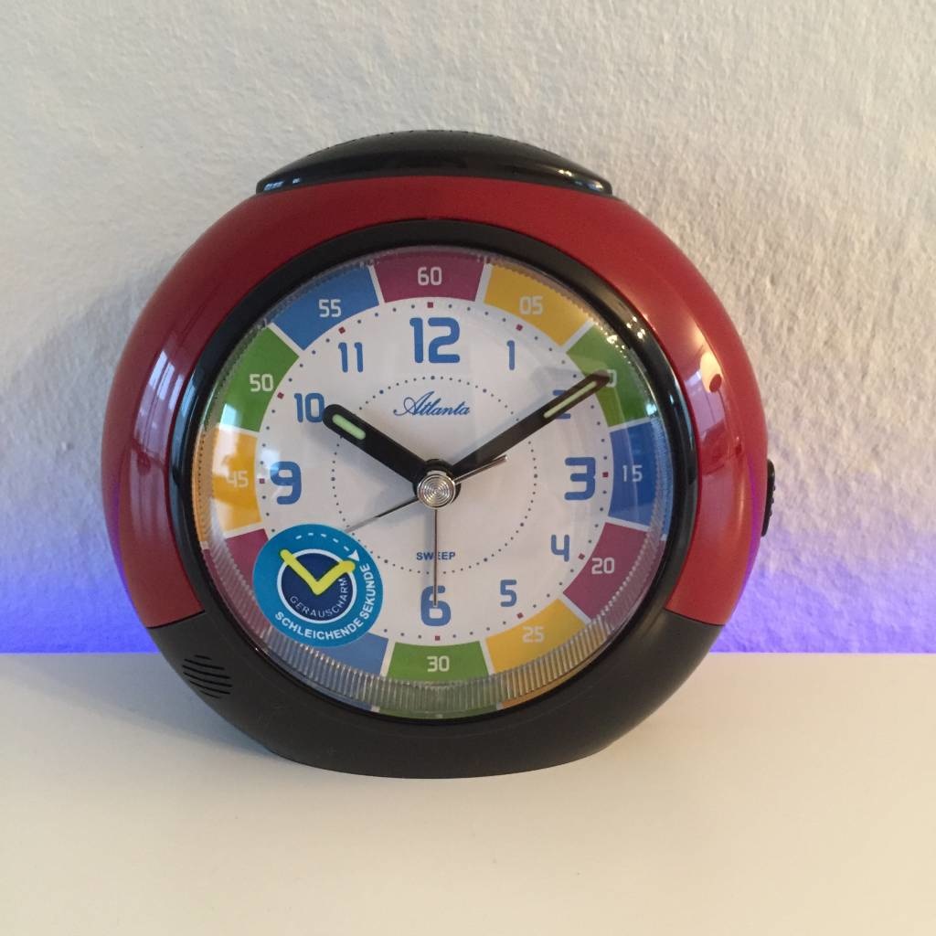 Atlanta Design - Children's alarm clock with clock leather function in red