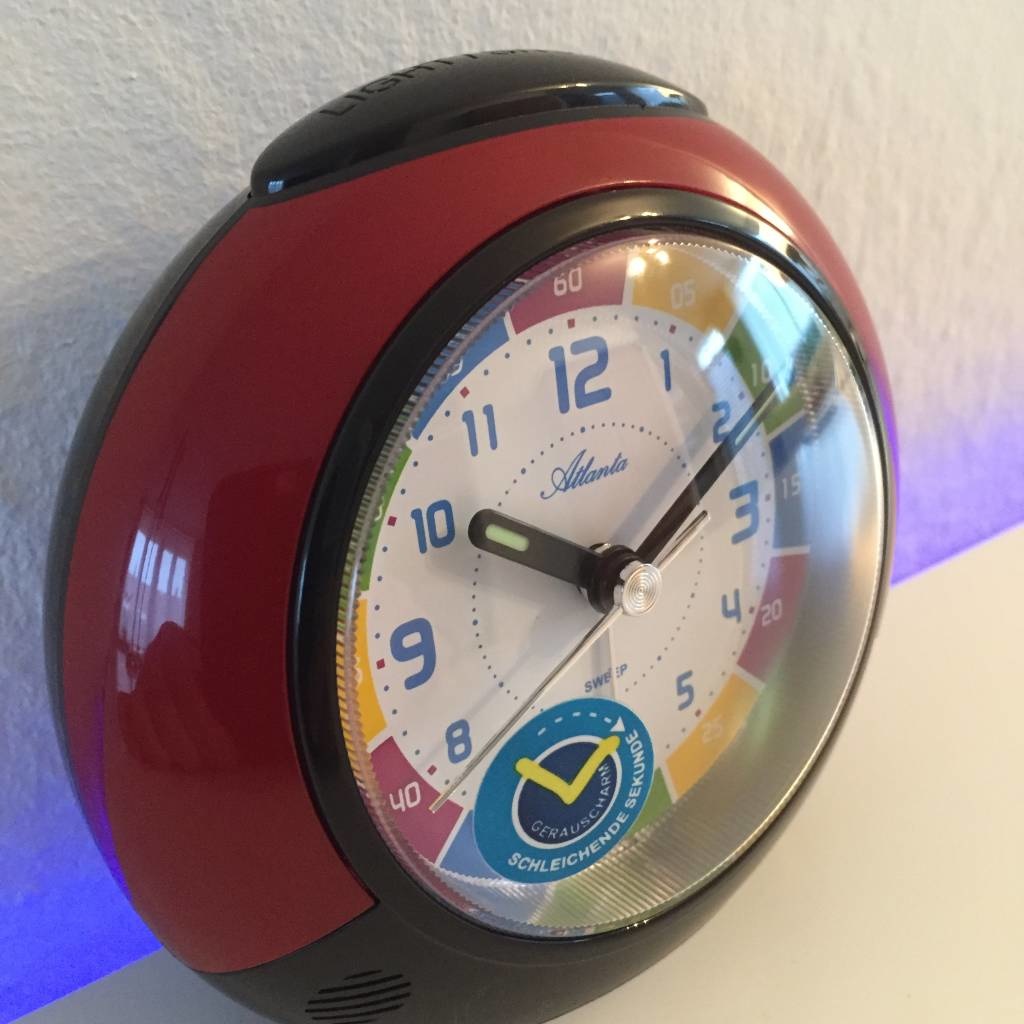 Atlanta Design - Children's alarm clock with clock leather function in red