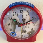 Atlanta Design - Children's alarm clock with horses motif color red