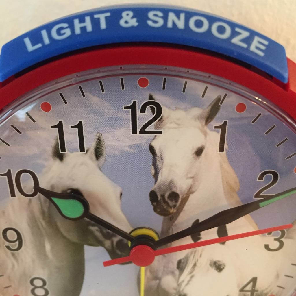 Atlanta Design - Children's alarm clock with horses motif color red