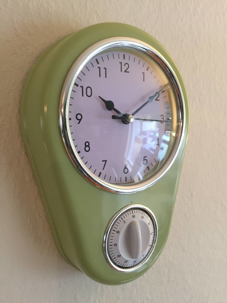 NiceTime Design - Retro Kitchen Clock in Pastel Green