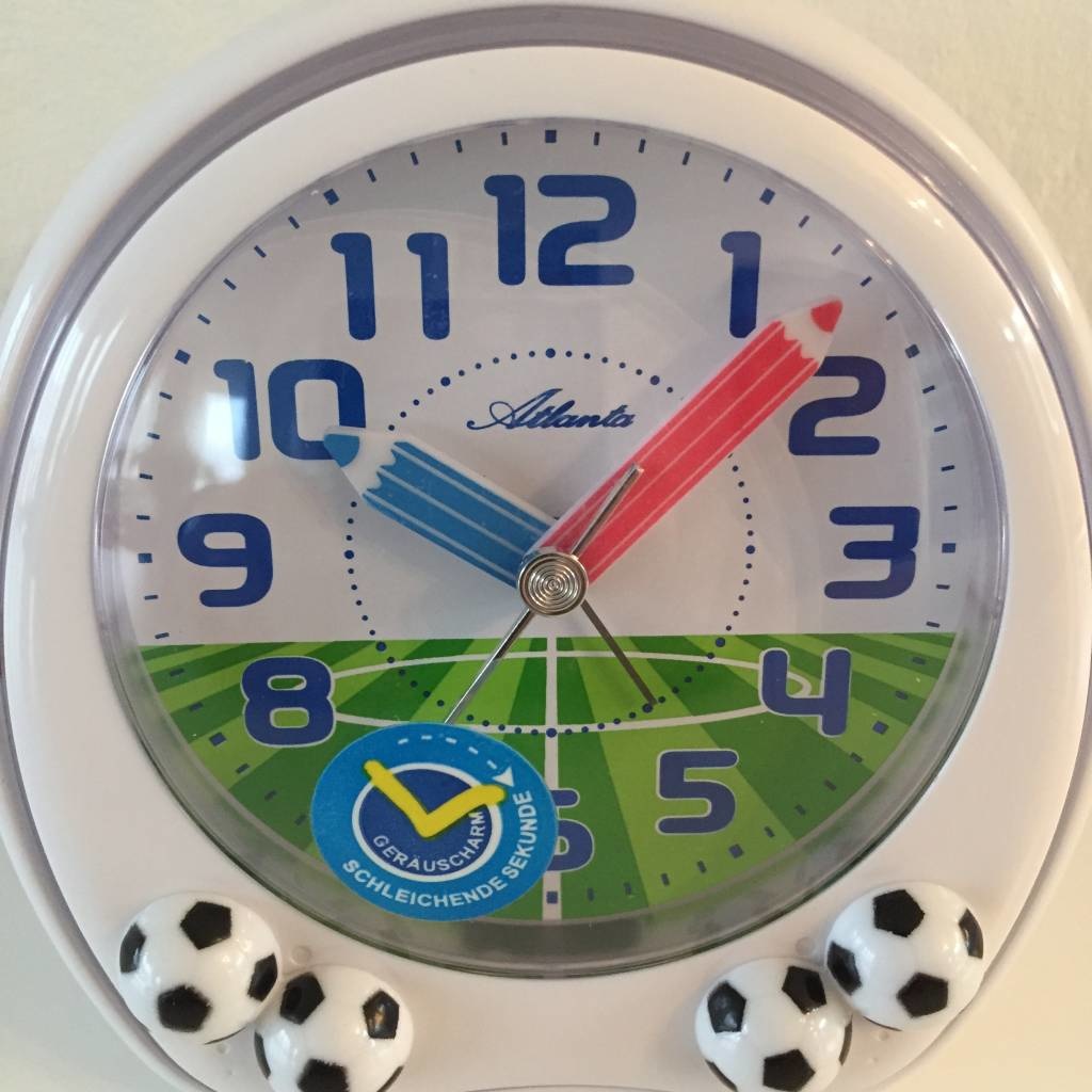 Atlanta Design - Children's alarm clock with football white