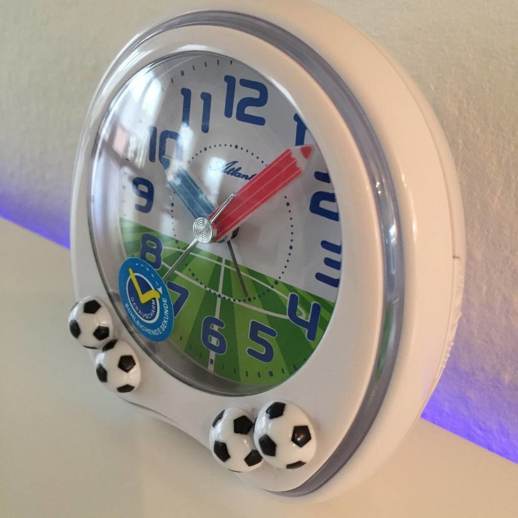 Atlanta Design - Children's alarm clock with football white
