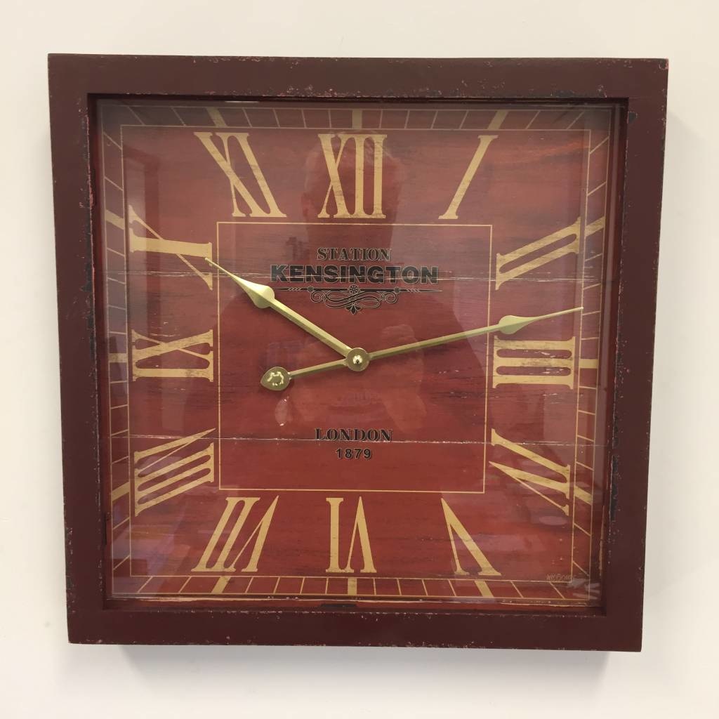 NiceTime Design - Wall clock Kensington Wood Retro Red