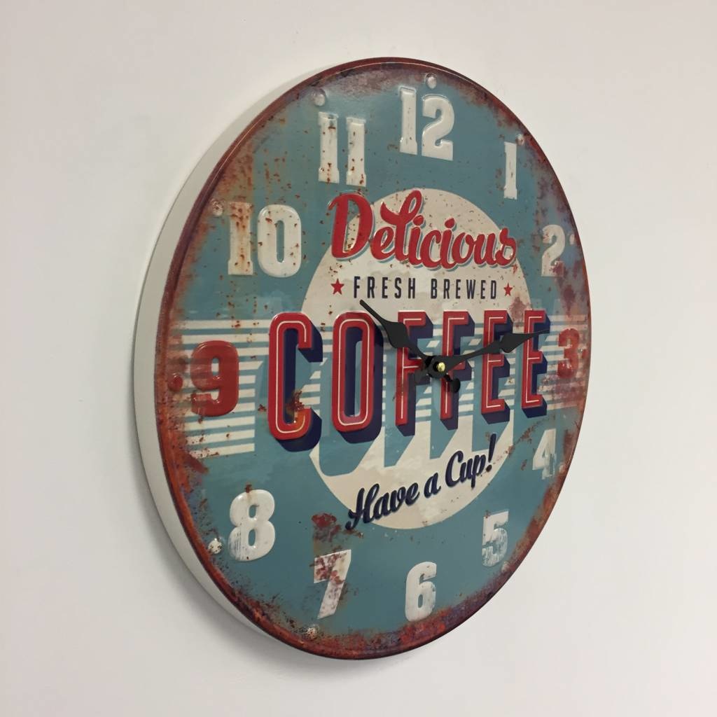 NiceTime Design - Wandklok retro Coffee Blue