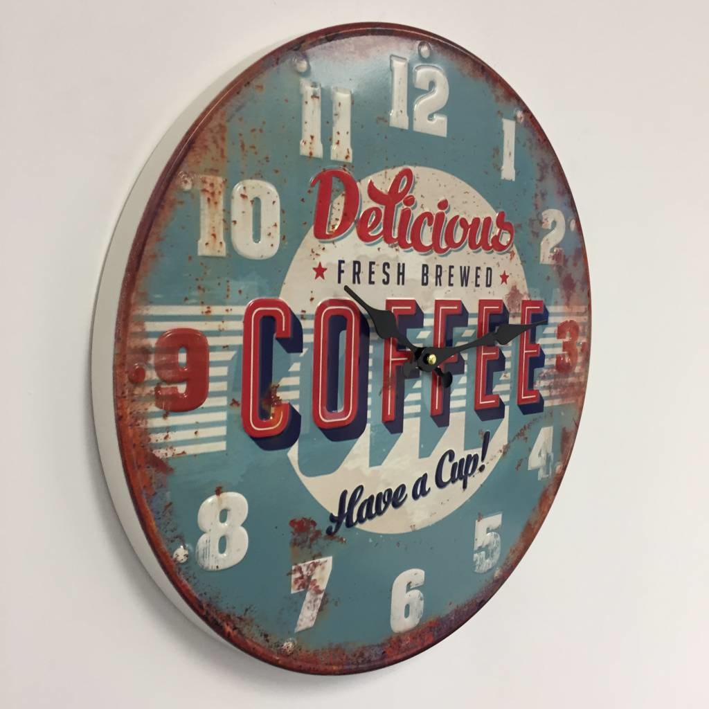 NiceTime Design - Wandklok retro Coffee Blue