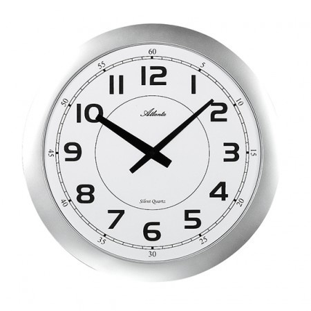 Atlanta Design - Wanduhr Silent Silver Modern Design