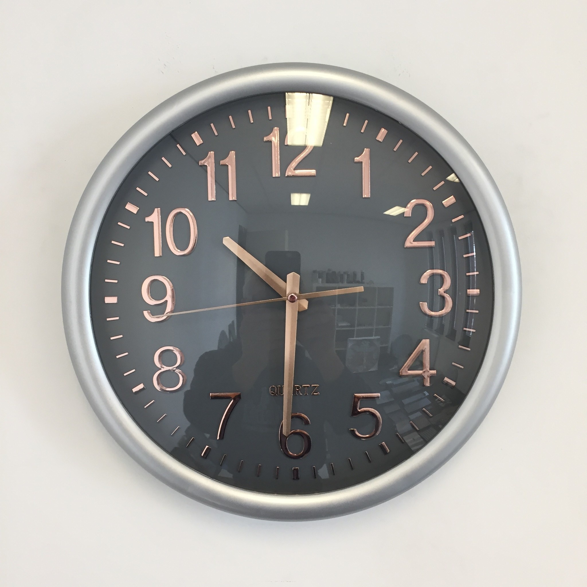 NiceTime Design - Wall clock Silver & Copper Modern Design