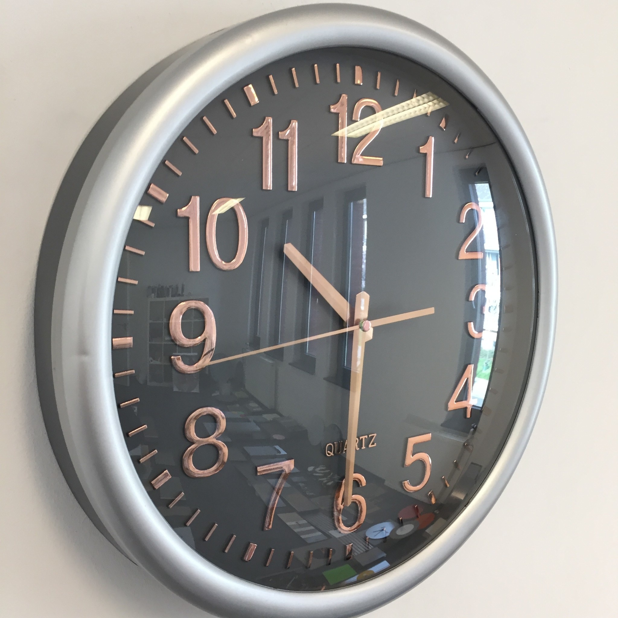 NiceTime Design - Wall clock Silver & Copper Modern Design