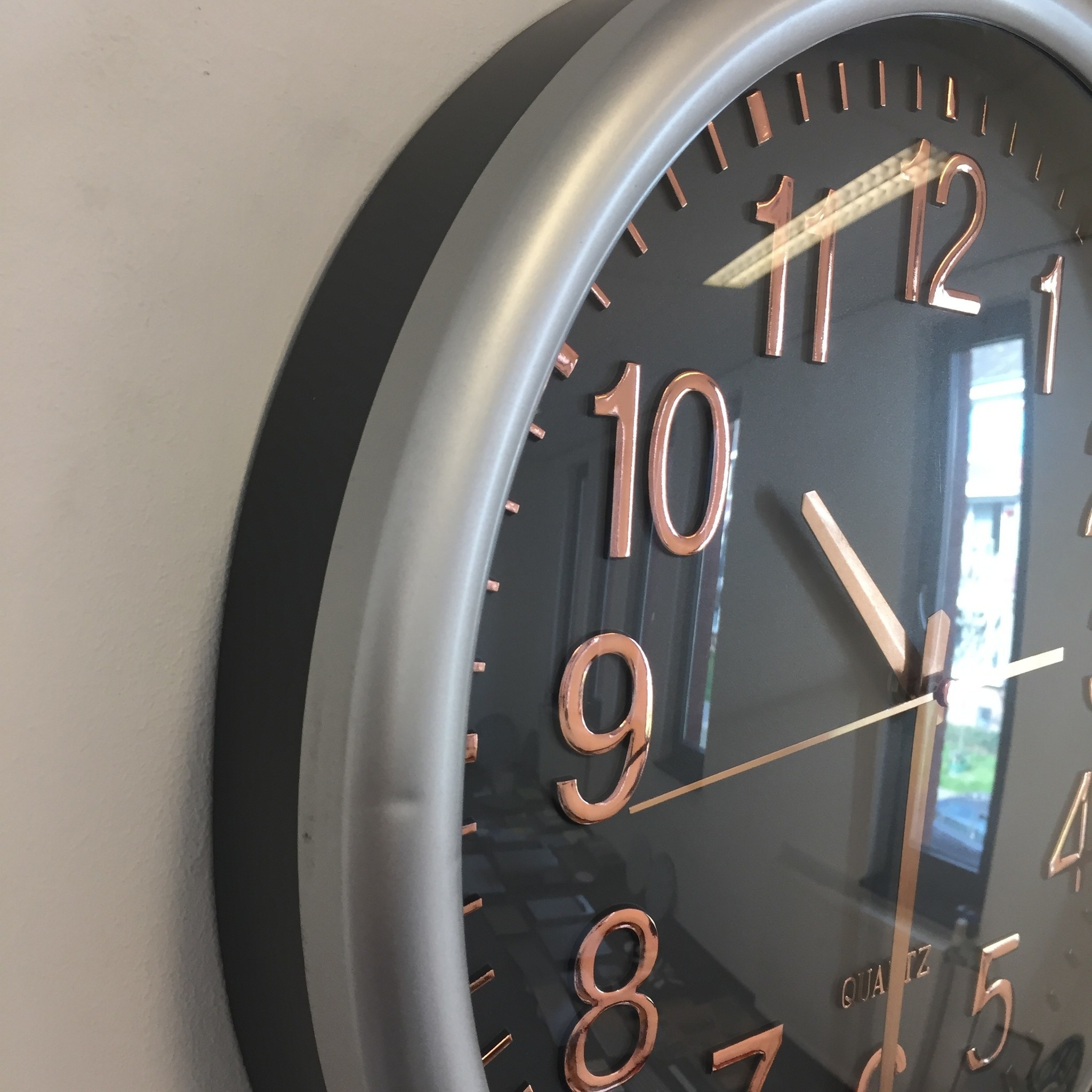 NiceTime Design - Wall clock Silver & Copper Modern Design