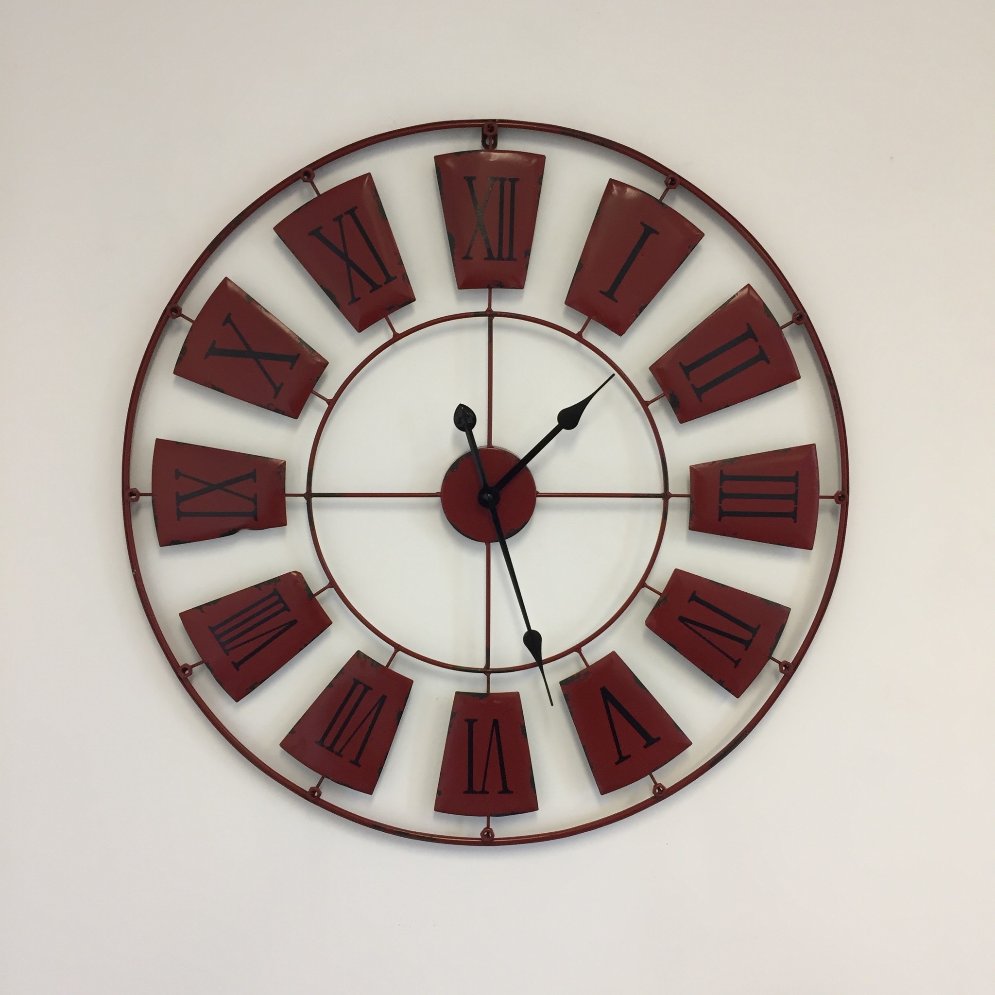 NiceTime Design - Wall clock Industrial Wheel Vintage Red