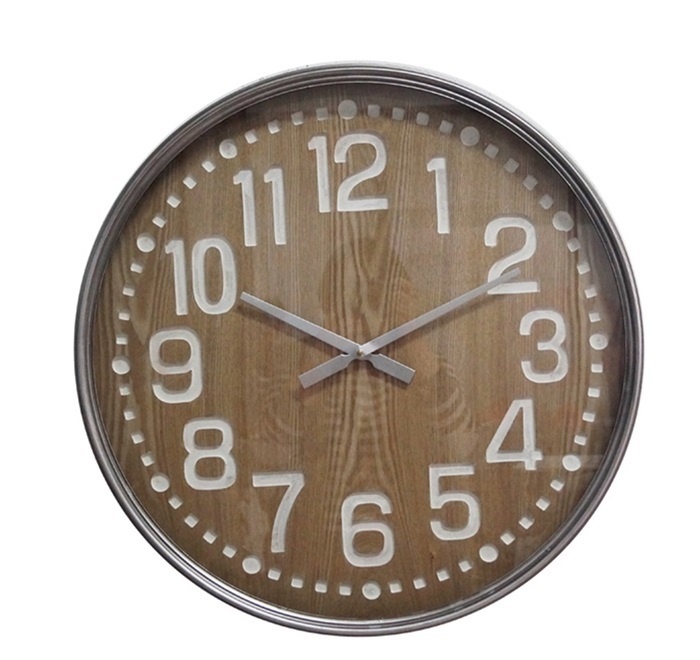 NiceTime Design - Wanduhr MILL hout met metalen rand Vintage Design