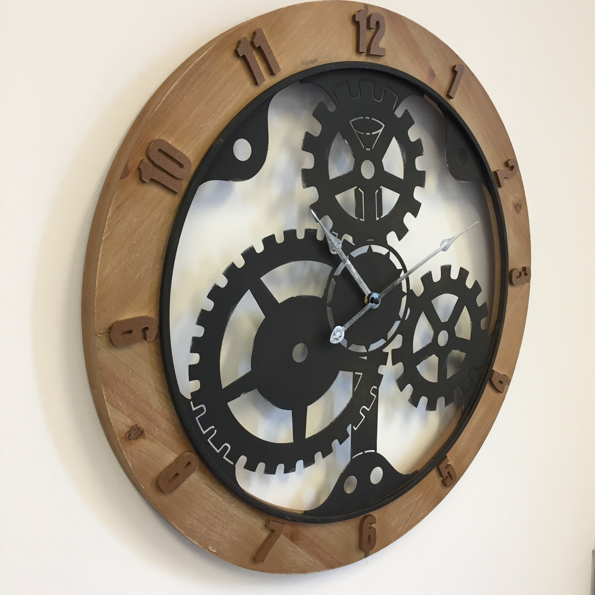 NiceTime Design - Wanduhr WOOD & GEAR INDUSTRIAL DESIGN