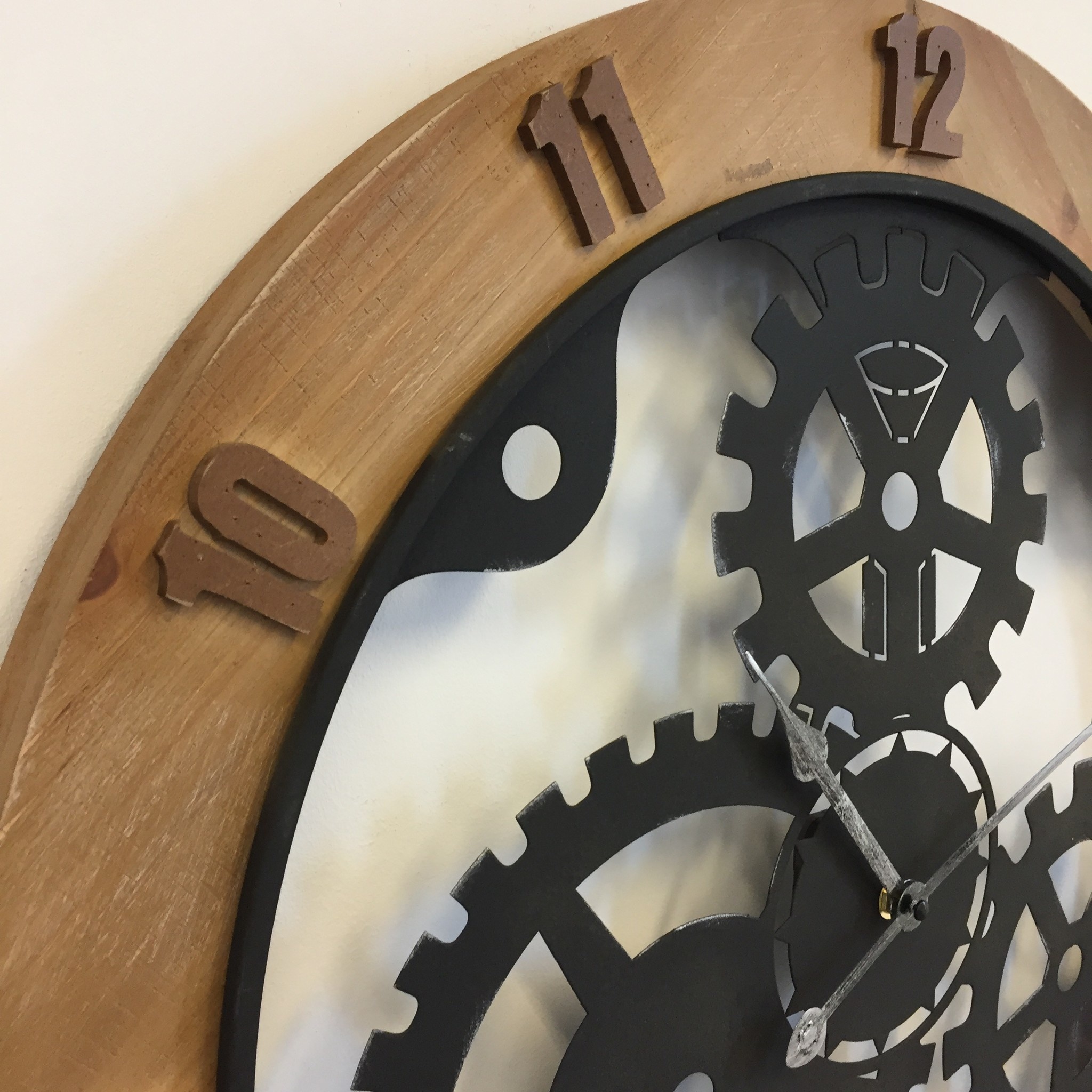 NiceTime Design - Wanduhr WOOD & GEAR INDUSTRIAL DESIGN