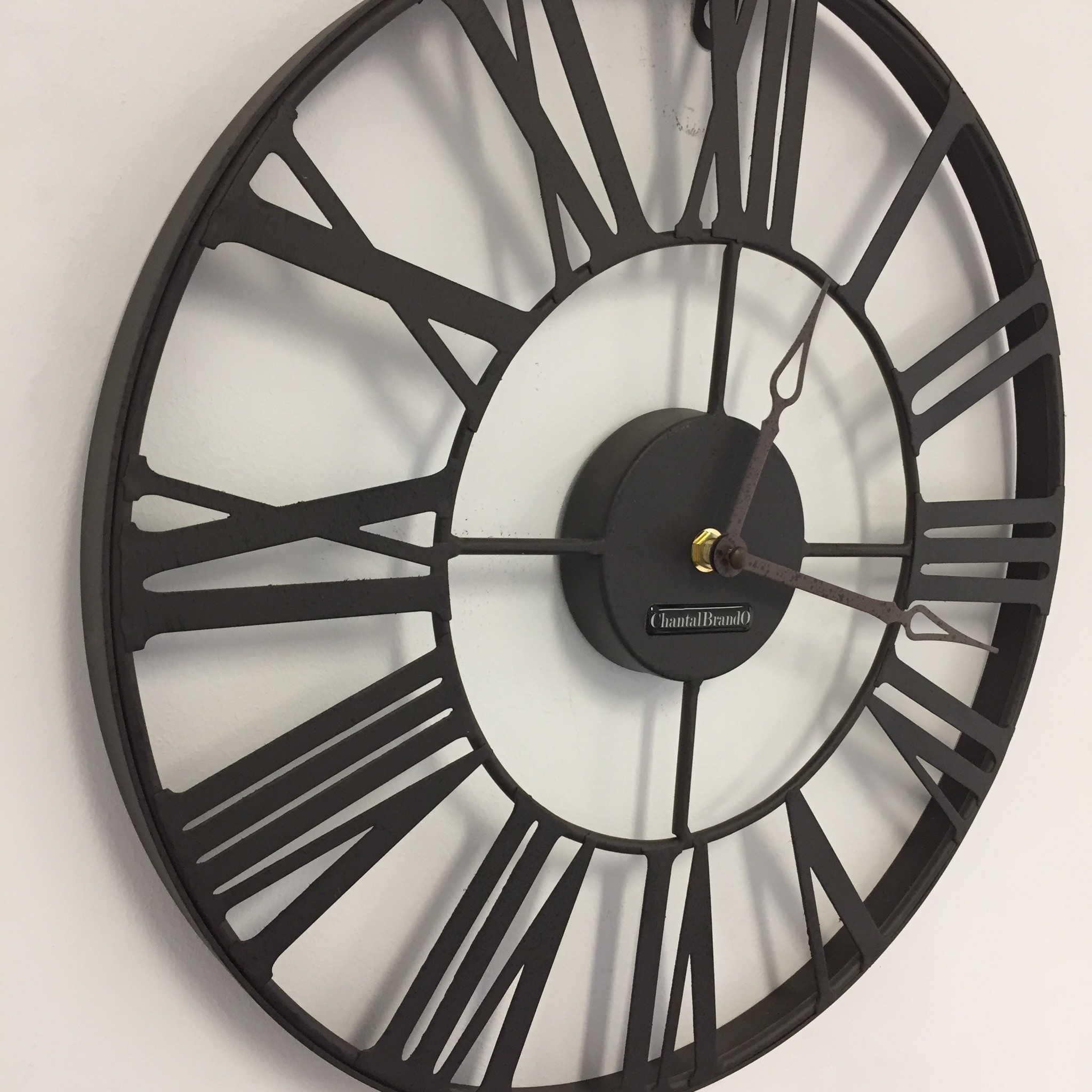 Klokkendiscounter Design - wall clock metal wheel retro brown 37