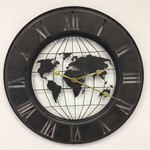 Klokkendiscounter Design - Wall clock Vintage World Black/Brown