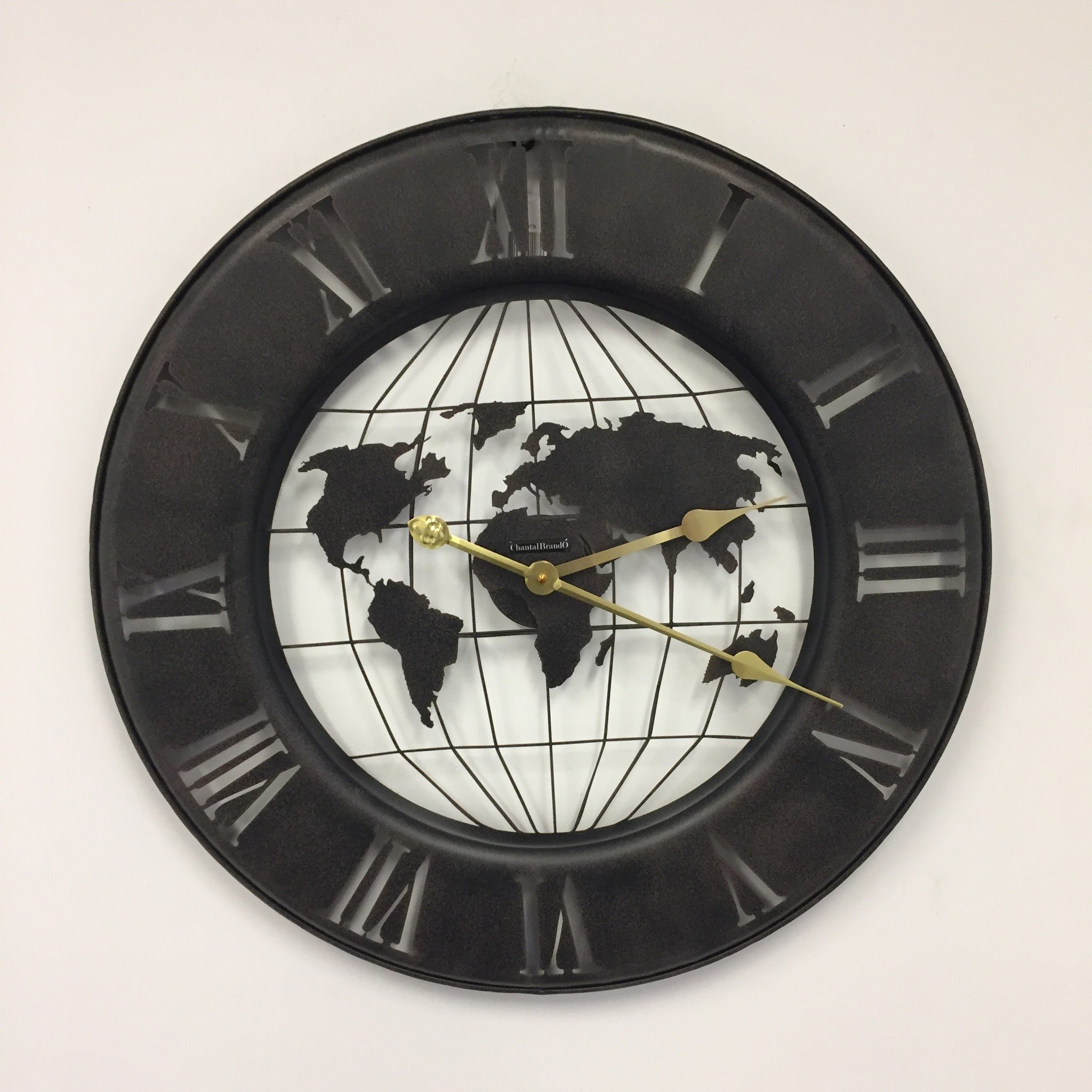 Klokkendiscounter Design - Wall clock Vintage World Black/Brown