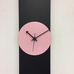 Klokkendiscounter Design - Wall clock Black -Line Pink Panther Modern Design Stainless steel