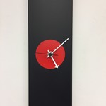 Klokkendiscounter Design - Wall clock Black -Line & Red Modern Design Stainless steel