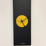 Klokkendiscounter Design - Wall clock Black -Line & Yellow Modern Design Stainless steel