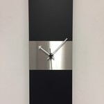 Klokkendiscounter Design - Wall clock Black -Line & Silver Stripe Modern Design Stainless steel