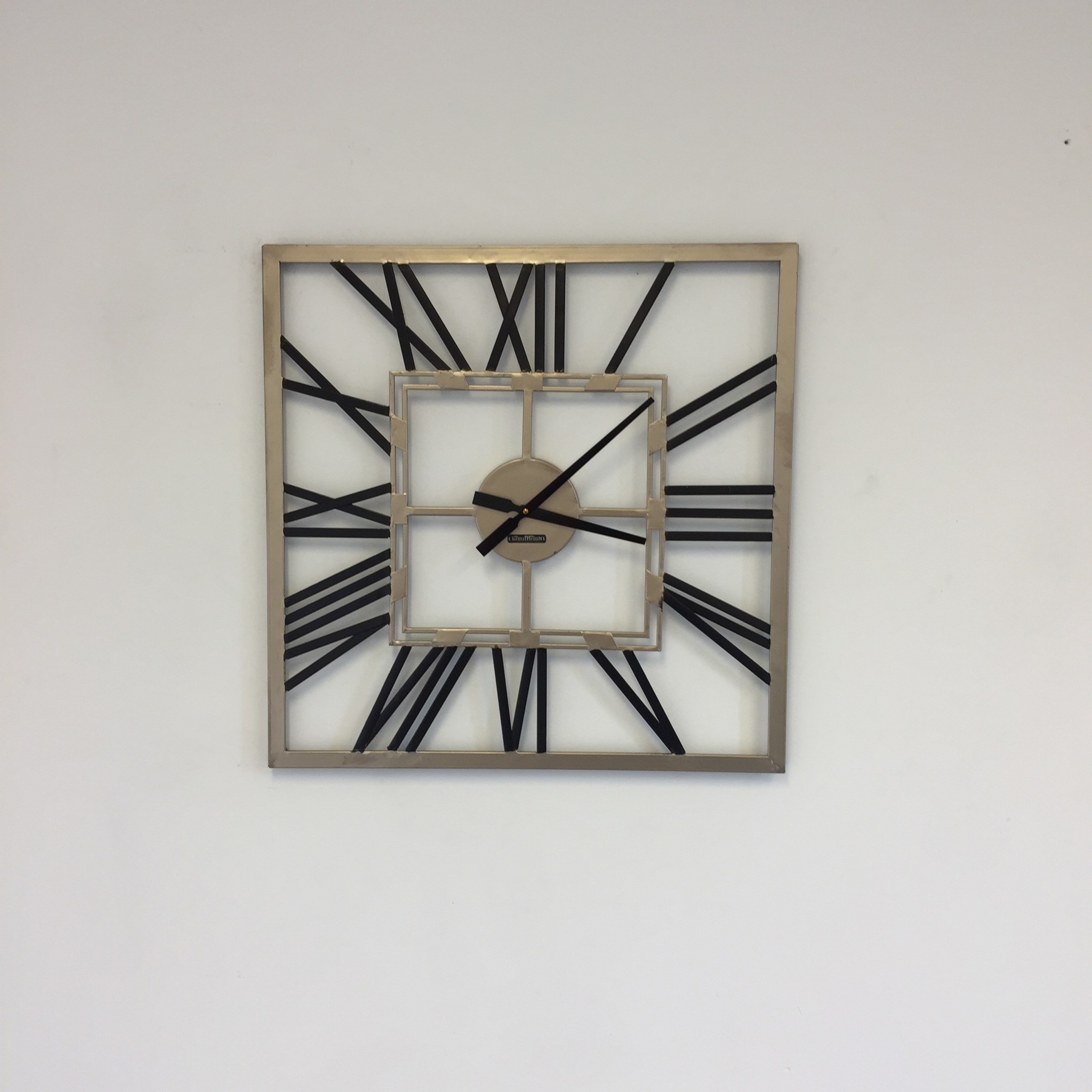 Klokkendiscounter Design - Wall clock Square Black & Gold Modern Industrial Design