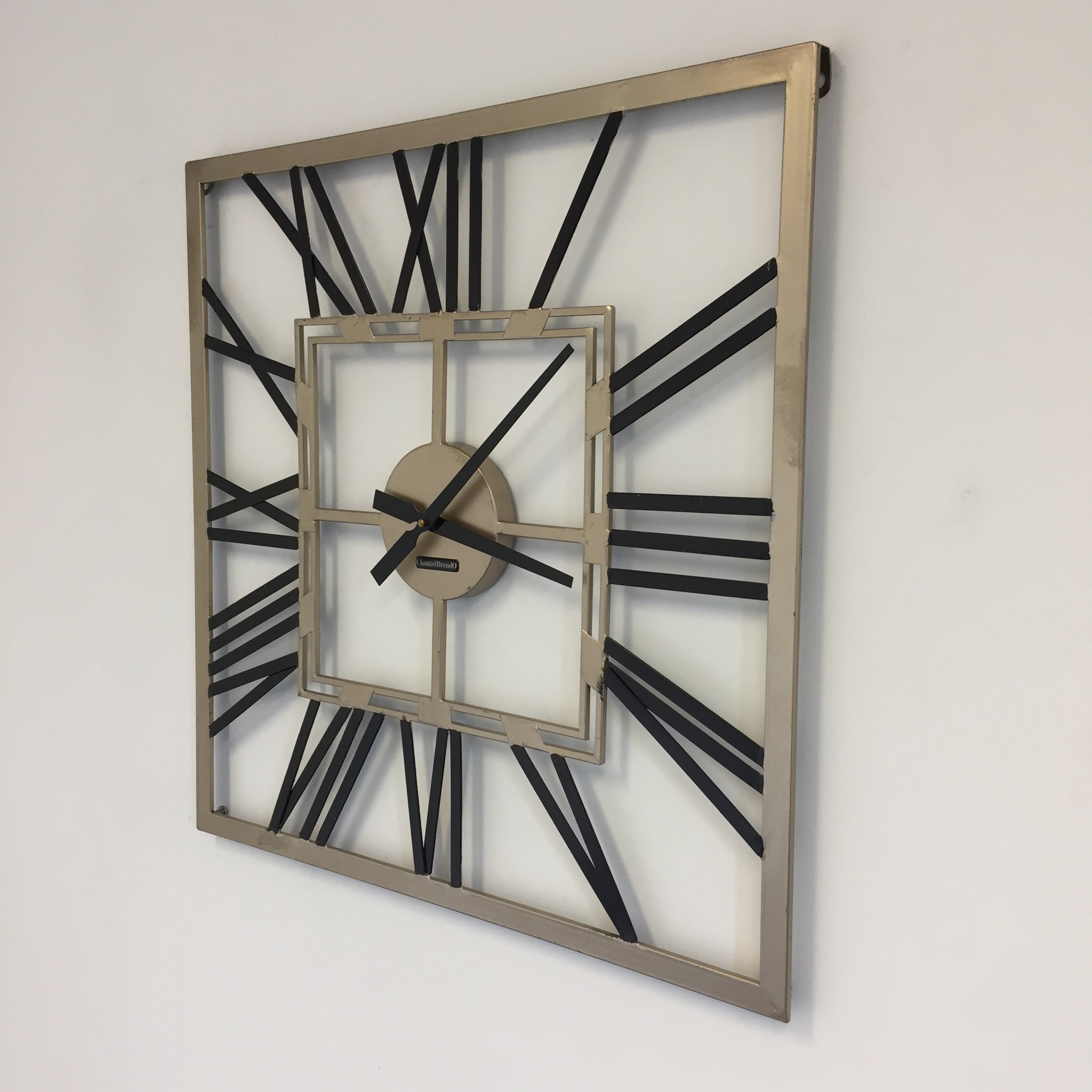 Klokkendiscounter Design - Wall clock Square Black & Gold Modern Industrial Design