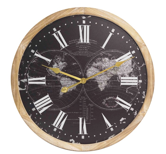 Klokkendiscounter Design - Wall clock World Black Modern Industrial Design