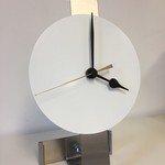 ChantalBrandO Design- Table clock White Spirit- Golden Pointer-Modern Dutch Design