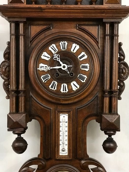 NiceTime Design - Willem III wandklok met baro- en thermometer - 1900