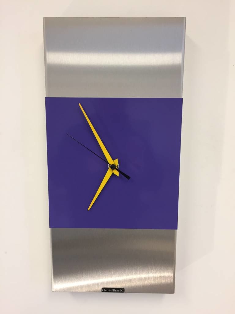 ChantalBrandO Design - Wall clock Extravaganza Purple & Yellow Pointer