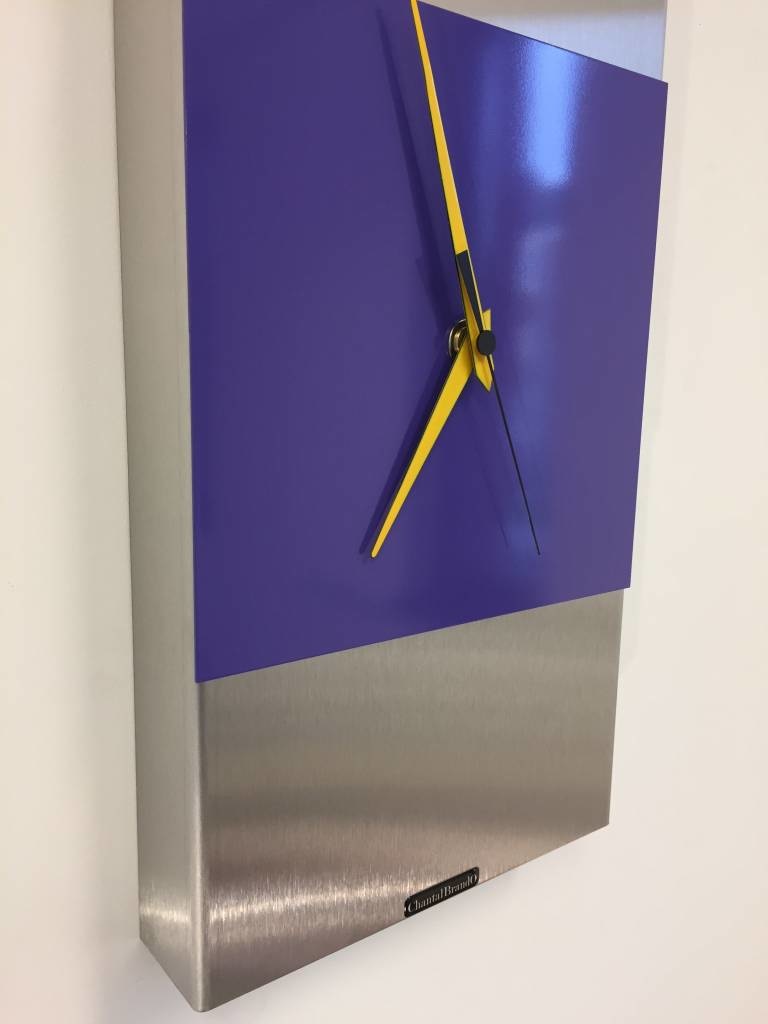 ChantalBrandO Design - Wall clock Extravaganza Purple & Yellow Pointer