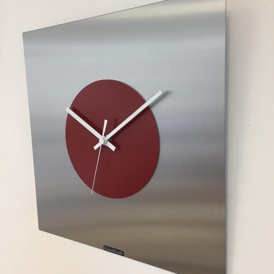 ChantalBrandO Design - Wall clock The Square - Red Circle - Modern Dutch Design