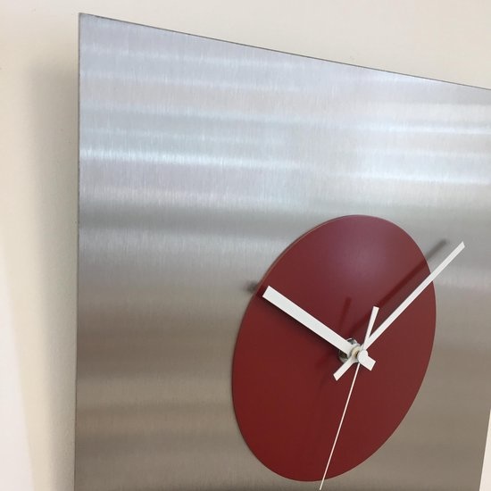 ChantalBrandO Design - Wall clock The Square - Red Circle - Modern Dutch Design