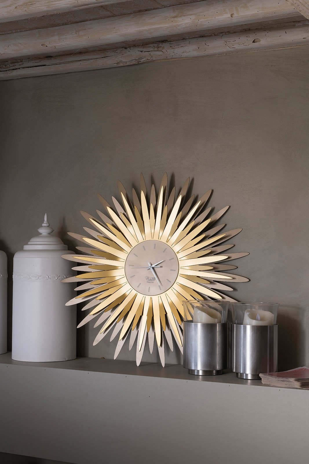 Arti & Mestieri Design - Wandklok Italiaans Design Sting 3073 c143 bronze/ trans gold