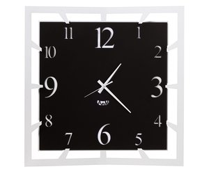 Exact vierkante wandklok met een diameter van 30 cm, zonder modern tikkgeluid, ontwerp van acrylglas en acrylspiegel voor woonkamer, slaapkamer (zwart