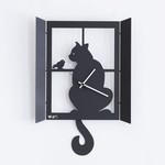 Arti & Mestieri BeoXL - Wanduhr modernes italienisches Design "Katze am Fenster" Slinger