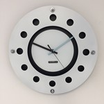 ChantalBrandO Design - Wall clock White Flens Mecanica Full Black With White Small Inside Circle Blue -Black Pointer Modern Dutch Design Handmade 40 Cm