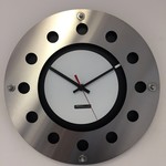ChantalBrandO Design - wall clock mecanica full black with white color small inside circle black red pointer modern dutch design handmade 40 cm