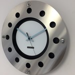 ChantalBrandO Design - Wall clock Mecanica Fully Black With White Color Small Inside Cirkel Blue Black Pointer Modern Dutch Design Handmade 40 cm